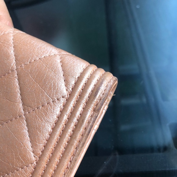 SOLD*** Chanel boy long folding wallet clutch. Metal Rose - Picture 14 of 14